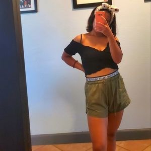 Black off shoulder crop top